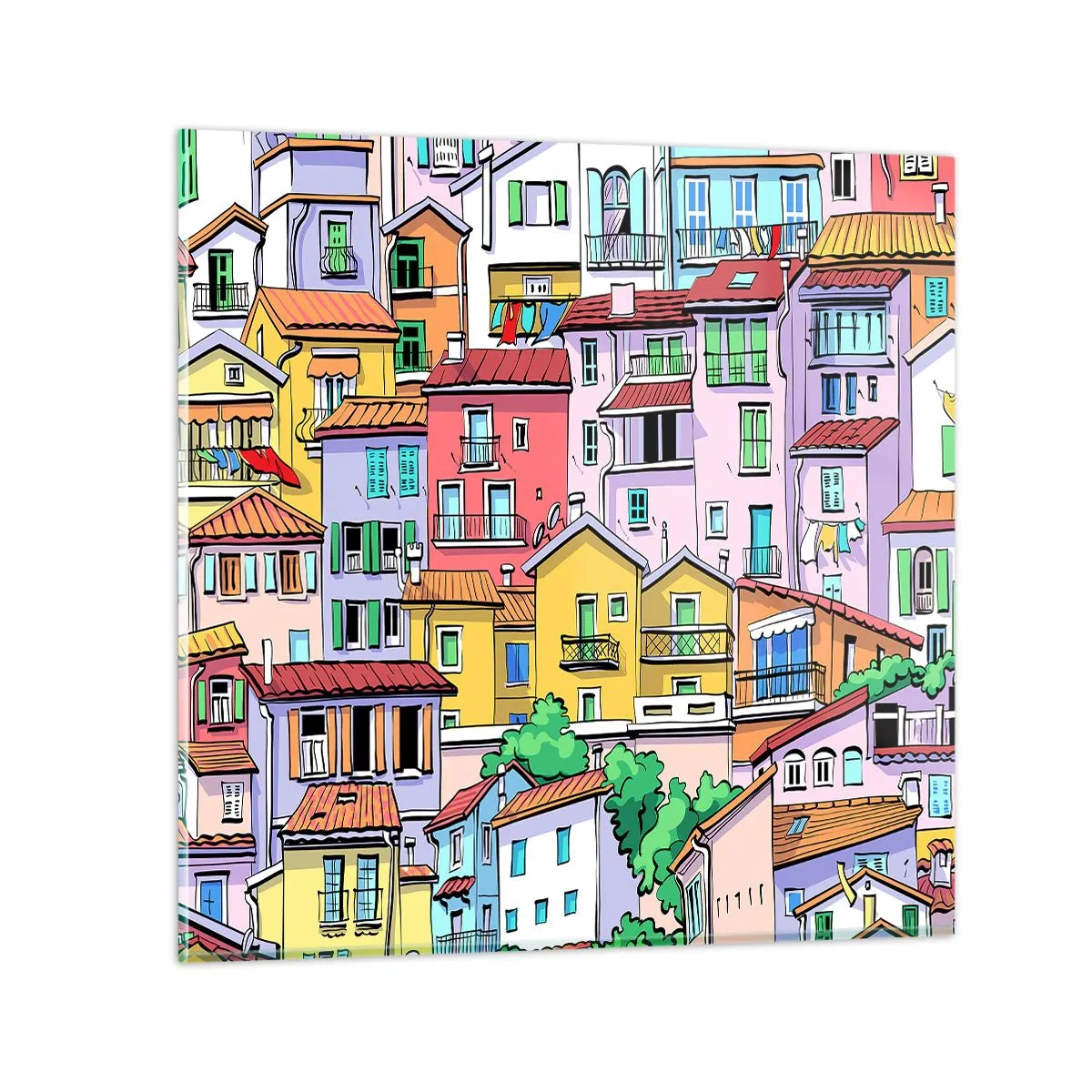 Obraz na skle - Veselé mesto - 30x30 cm