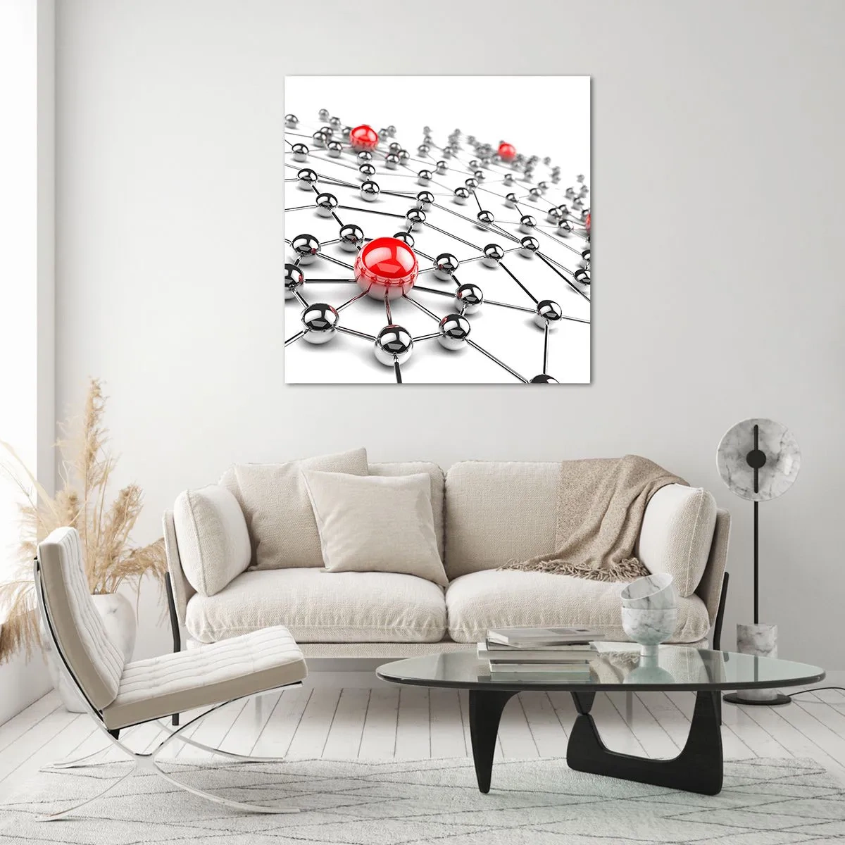 Obraz na skle - Strieborná sieť - 50x50 cm