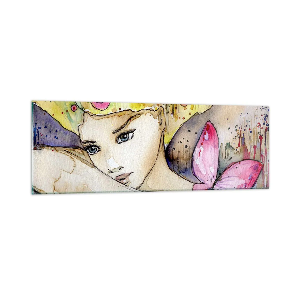Obraz na skle - Motýlia princezná - 90x30 cm