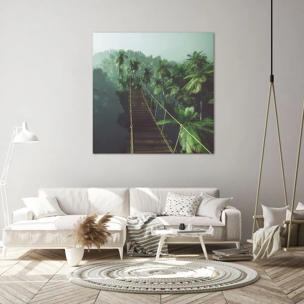 Obraz na plátne - Pri vodopáde zelene - 60x60 cm