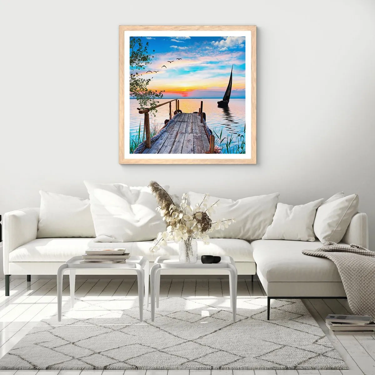 Plagát v ráme zo svetlého duba - Dobrý večer - 30x30 cm