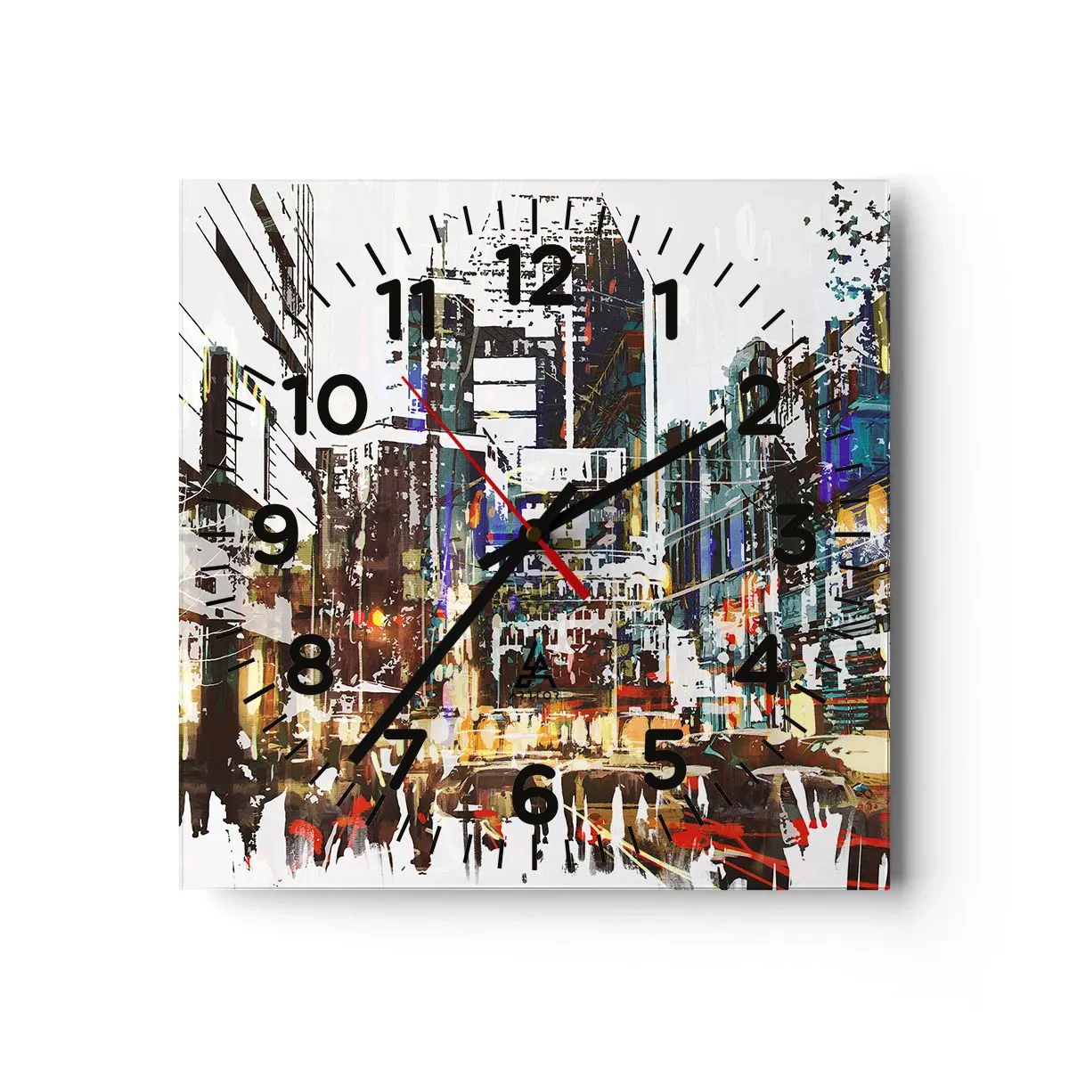 Nástenné hodiny - Trblietavé mesto - 30x30 cm