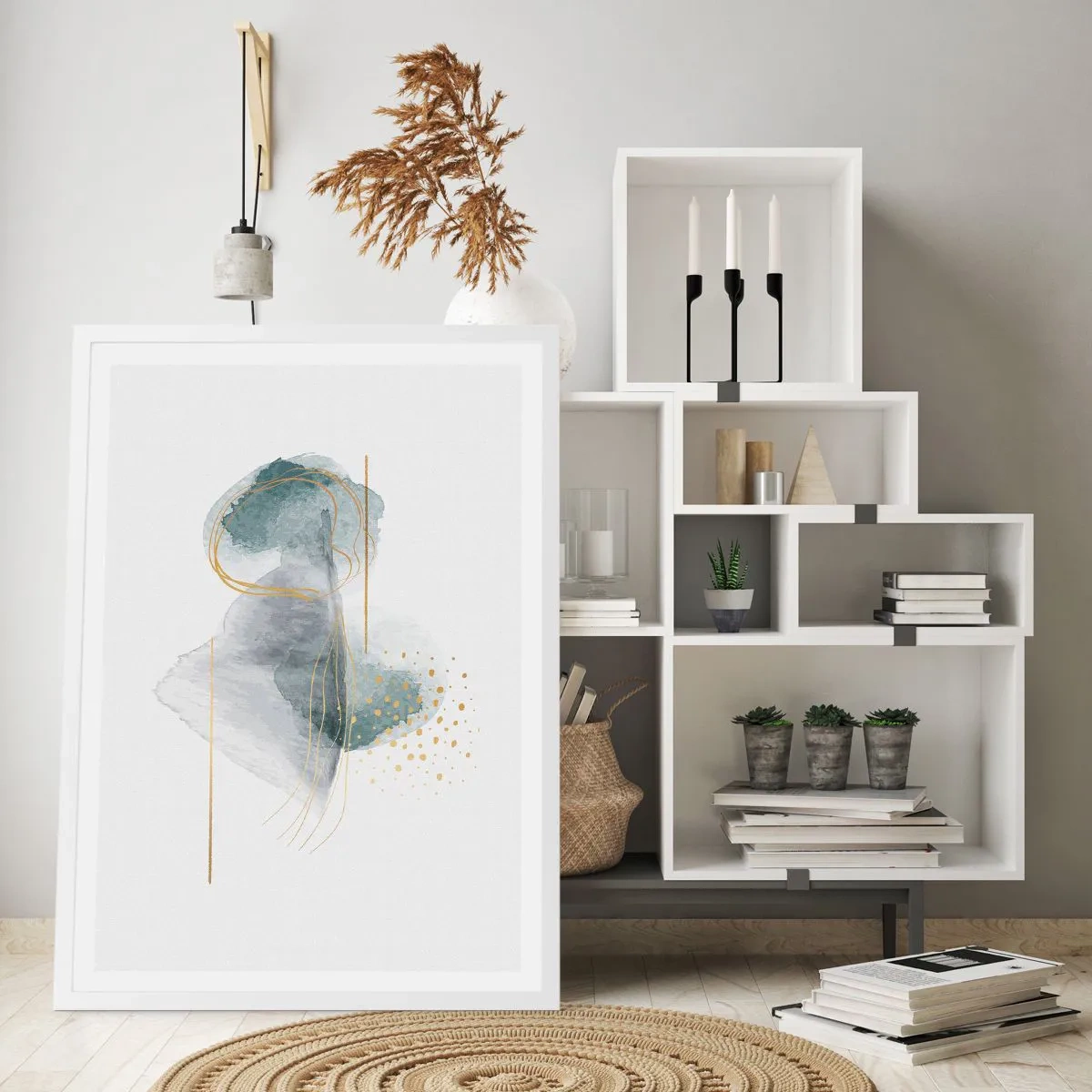 Plagát v bielom ráme - O vzťahu medzi šedou a zlatou - 50x70 cm