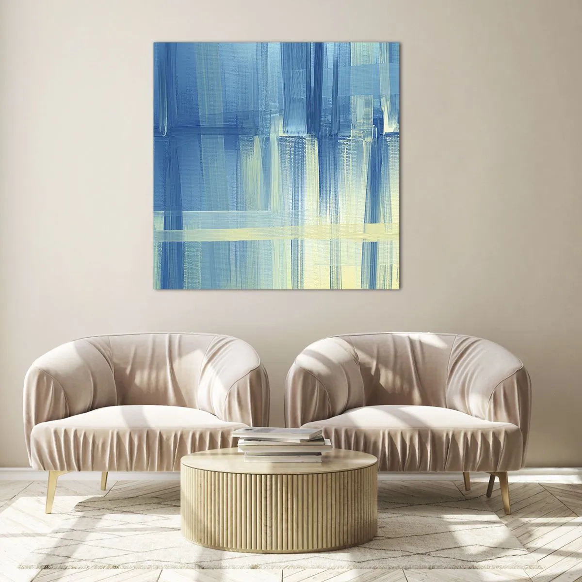 Obraz na skle - Kompozícia v tyrkyse - 50x50 cm