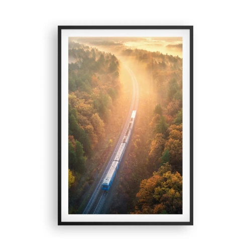 Plagát v čiernom ráme - Jesenná cesta - 61x91 cm