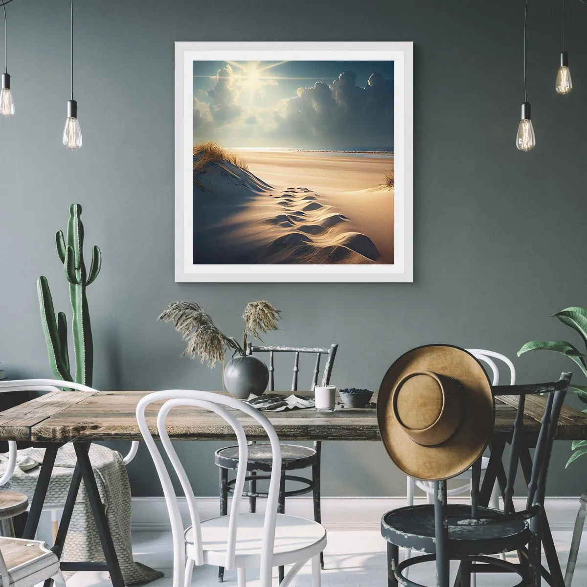 Plagát v bielom ráme - Upokojujúca krajina - 60x60 cm