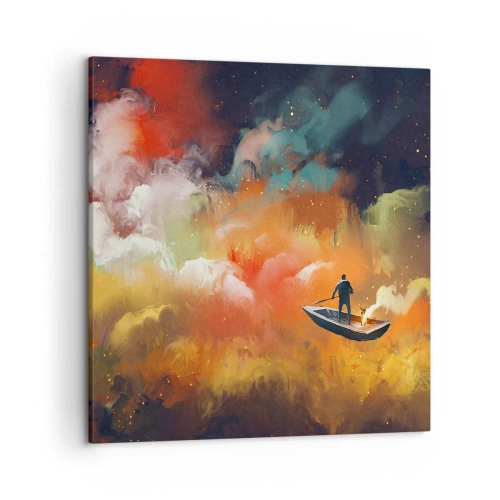 Obraz na plátne - Loďou cez galaxiu - 50x50 cm