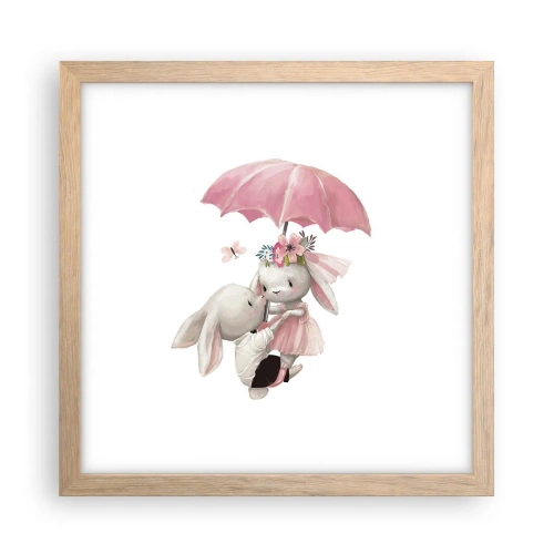 Plagát v ráme zo svetlého duba - To je láska - 30x30 cm