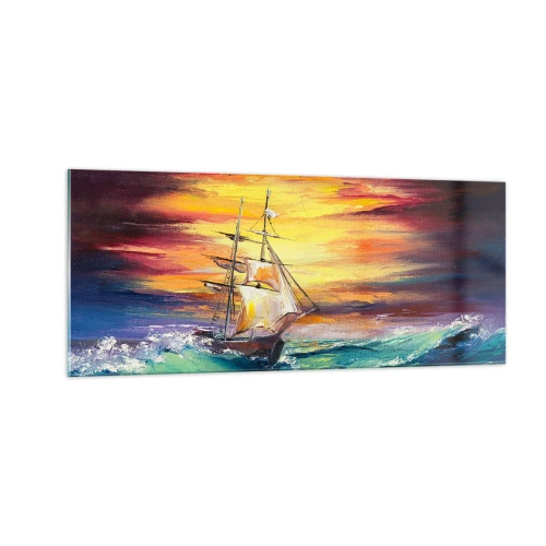 Obraz na skle - Statočne proti vlnám - 100x40 cm