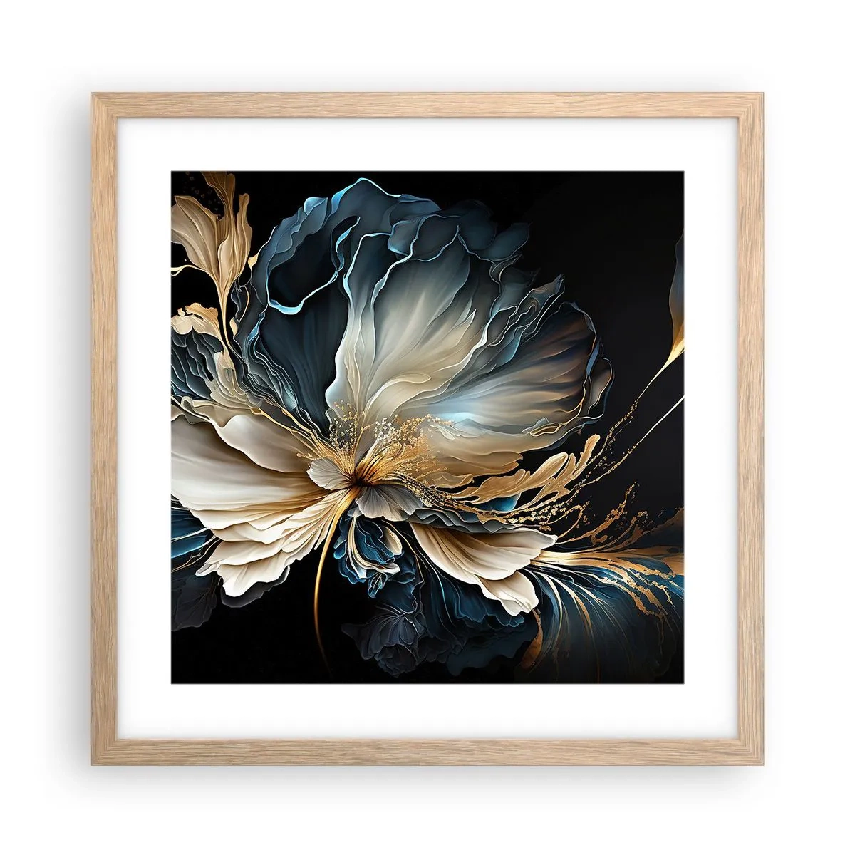 Plagát v ráme zo svetlého duba - Rozprávkový kvet papradia - 40x40 cm