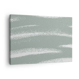 Obraz na plátne - Zimné vlny v odtieňoch mäty a bielej - 70x50cm - Abstrakcia v zimnom štýle - Moderná nástenná dekorácia do obývacej izby a spálne ARTTOR