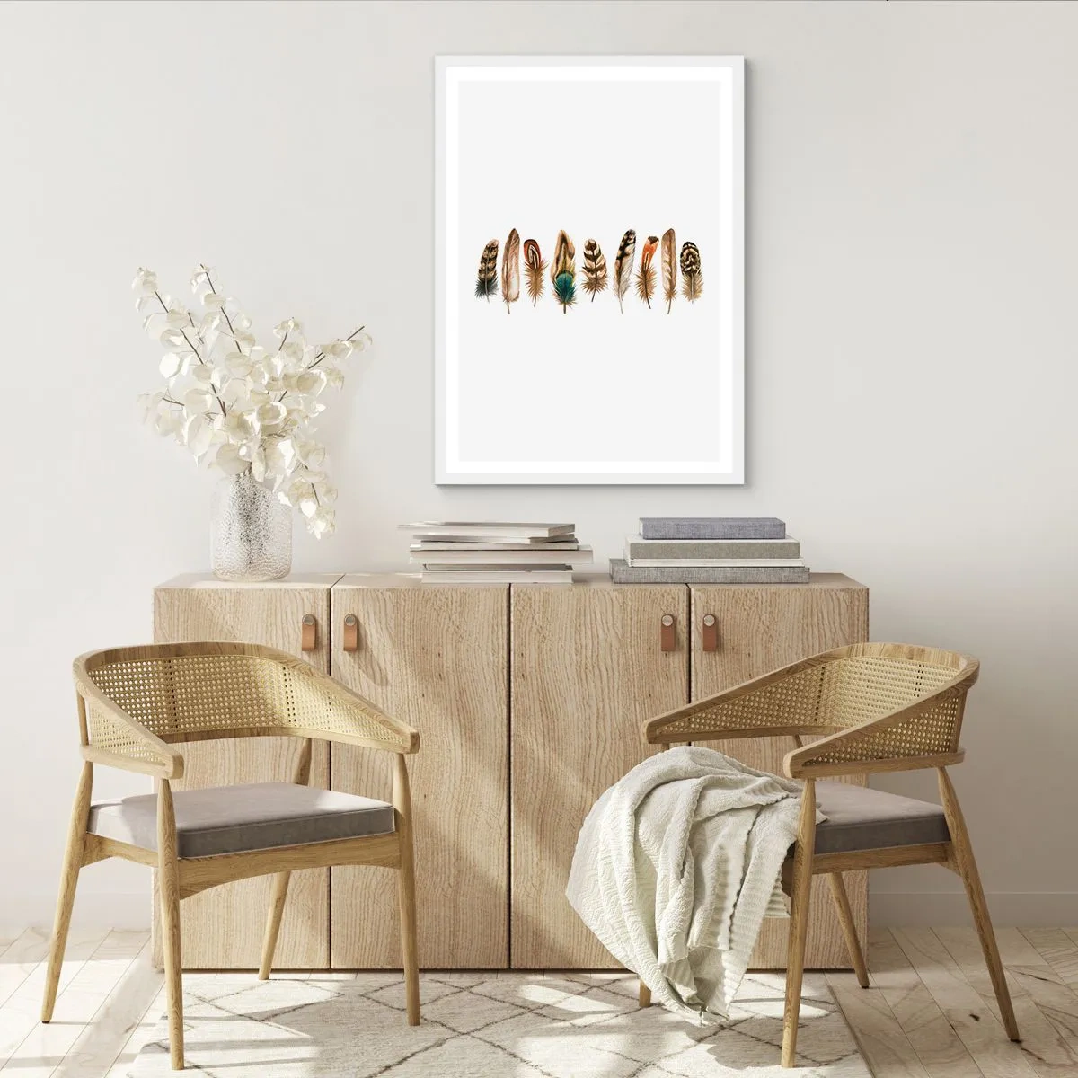 Plagát v bielom ráme - Operená variácia - 30x40 cm