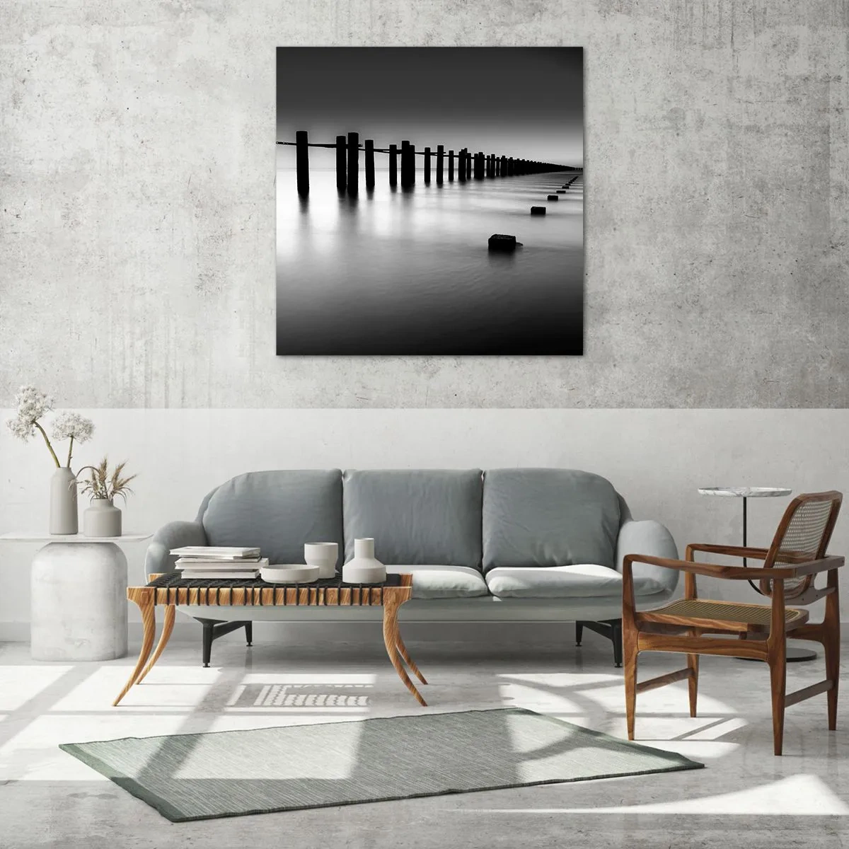 Obraz na skle - Šedá diaľka v hmle - 70x70 cm