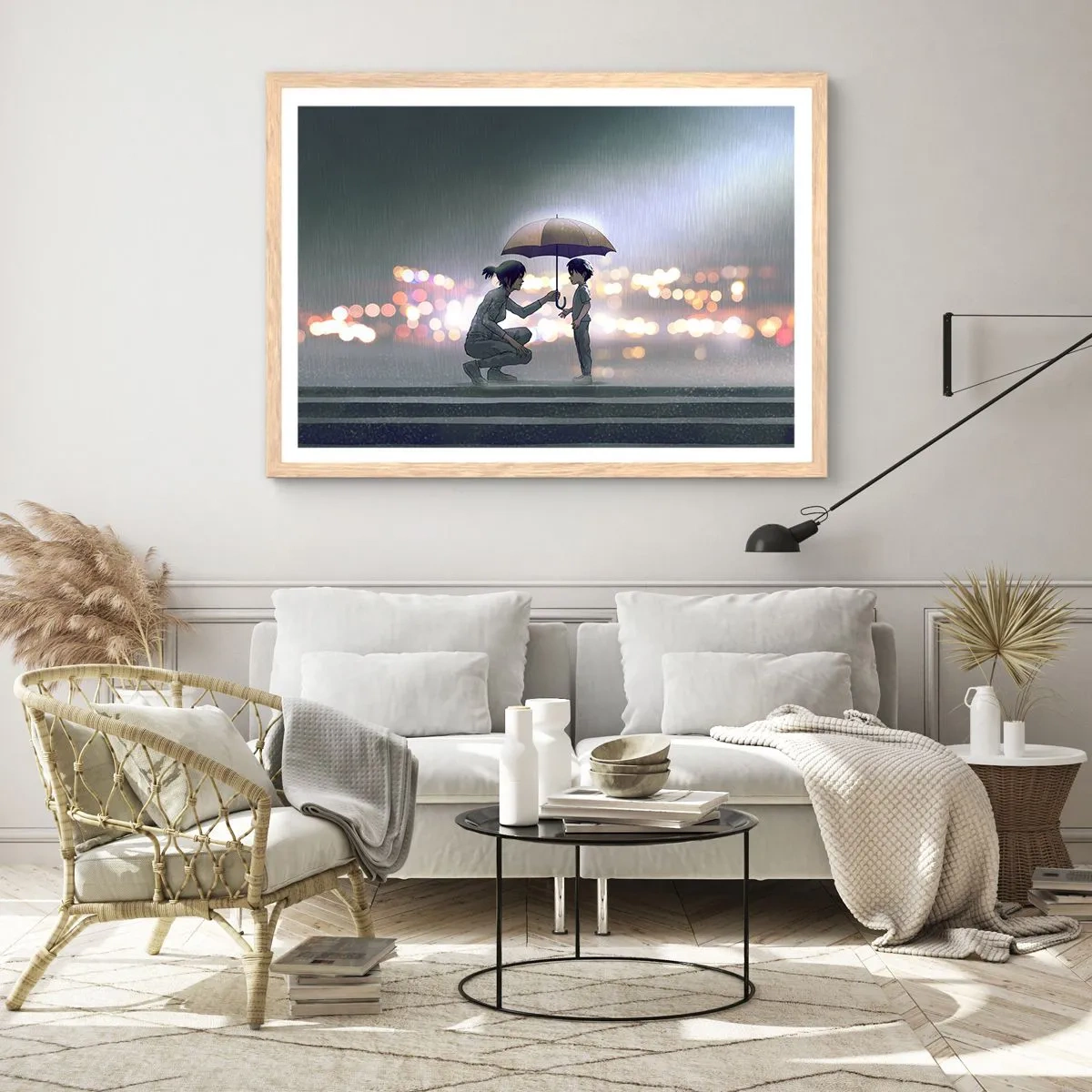 Plagát v ráme zo svetlého duba - A všetko je v poriadku - 70x50 cm