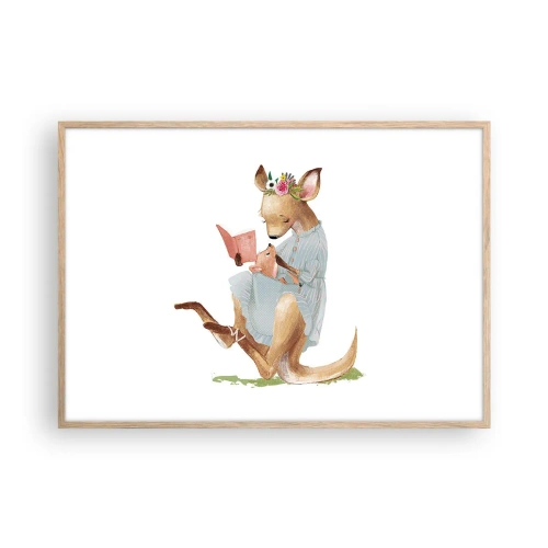 Plagát v ráme zo svetlého duba - Prečítaj mi, mama - 100x70 cm