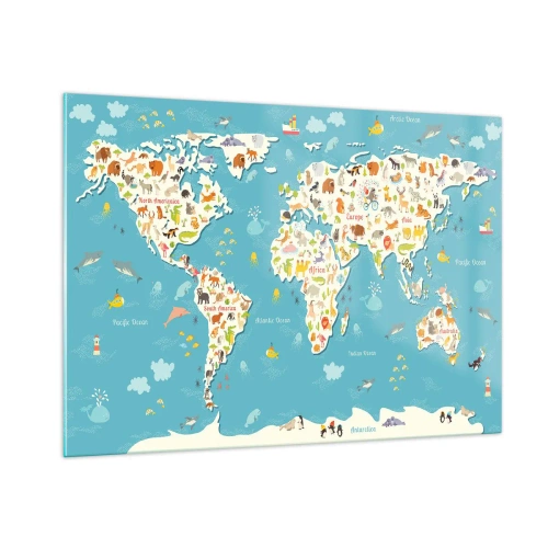 Obraz na skle - Milujeme celý svet - 100x70 cm