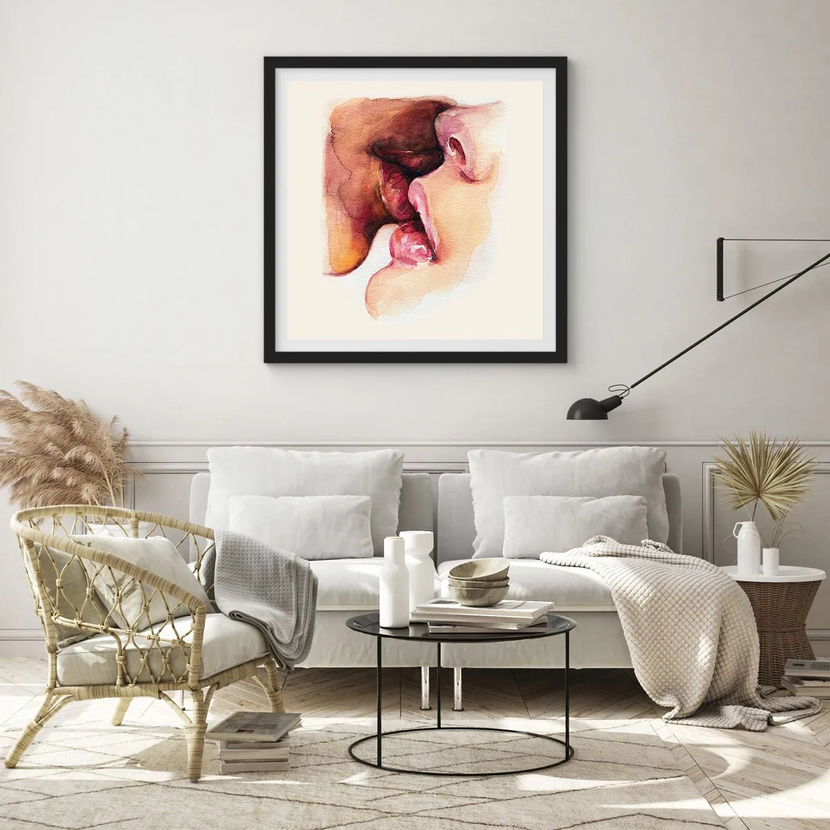 Plagát v čiernom ráme - Ako noc a deň, zem a nebo - 40x40 cm