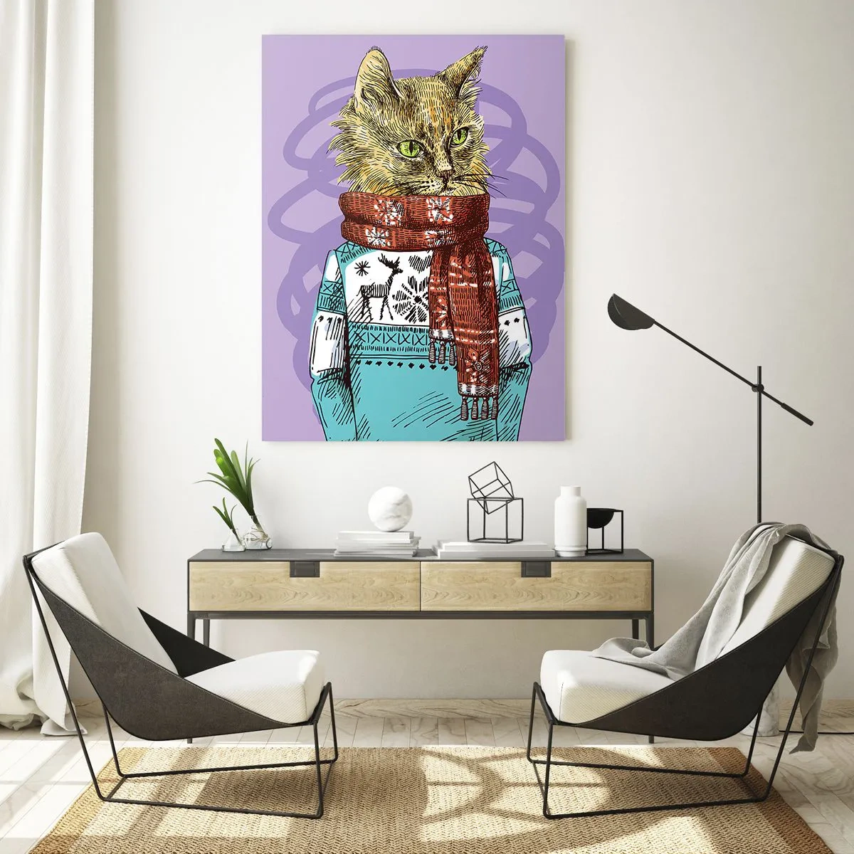 Obraz na skle - Mačka nielen v topánkach - 70x100 cm