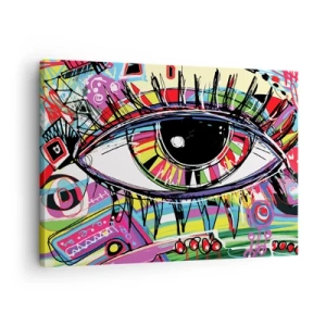 Obraz na plátne - Farebné abstraktné graffiti oko - 70x50cm - Farebné oko - farebná duša - Moderná nástenná dekorácia do obývacej izby a spálne ARTTOR