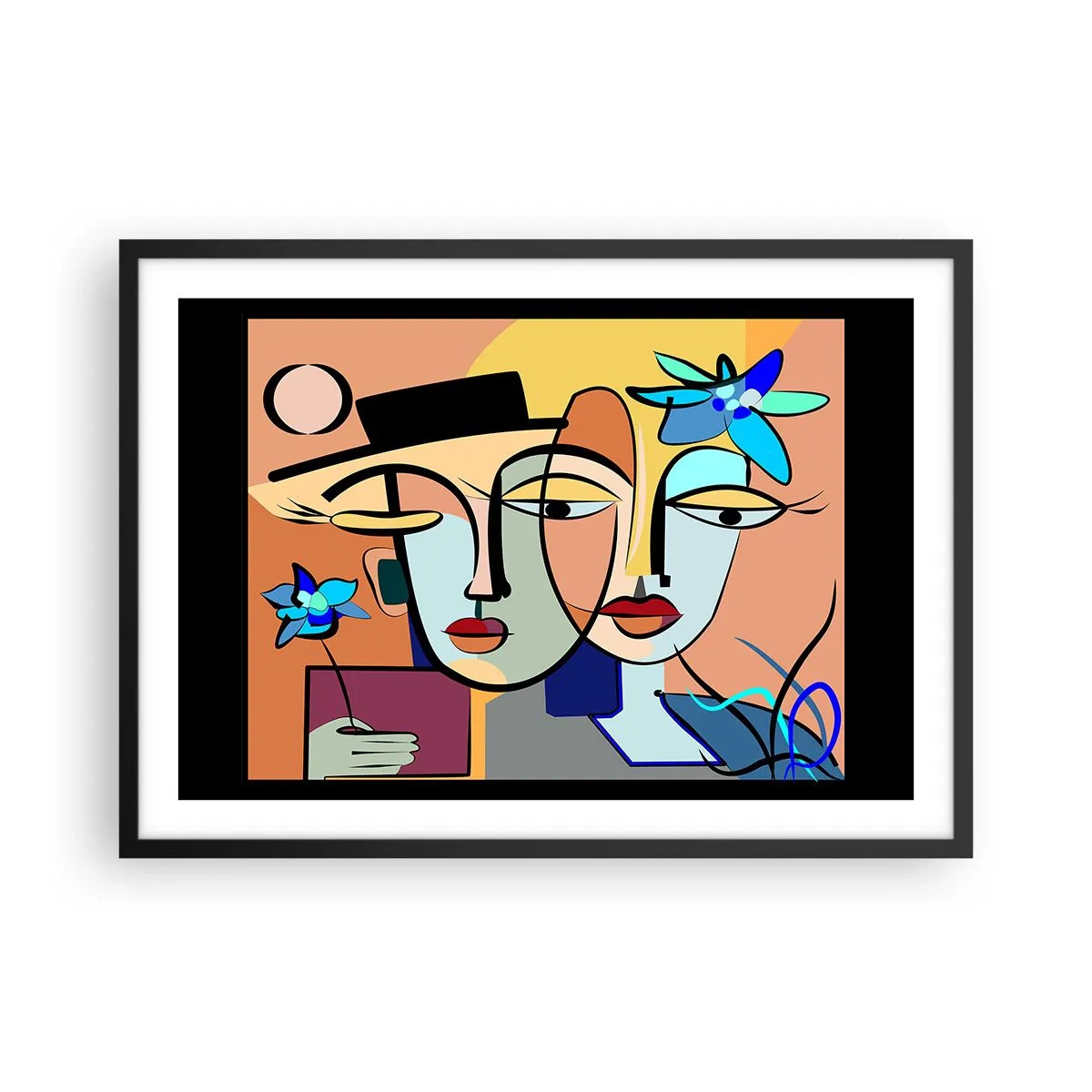 Plagát v čiernom ráme - Picassovo randez vous - 70x50 cm