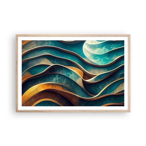 Plagát v ráme zo svetlého duba - Meandre modrej - 91x61 cm