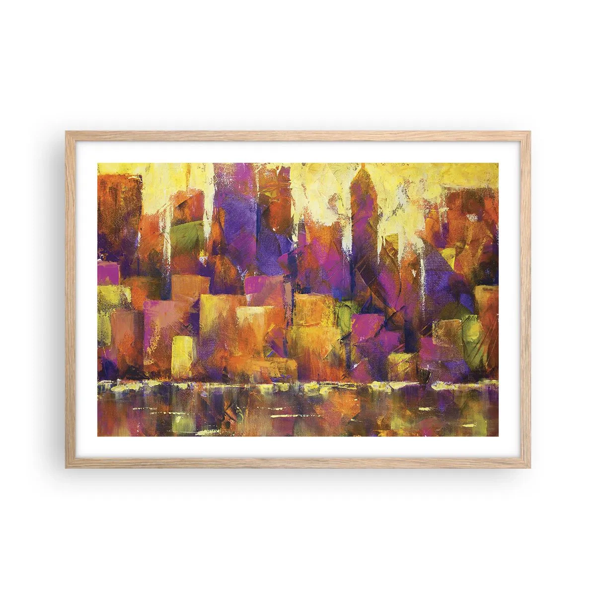 Plagát v ráme zo svetlého duba - Metropolitná kompozícia - 70x50 cm