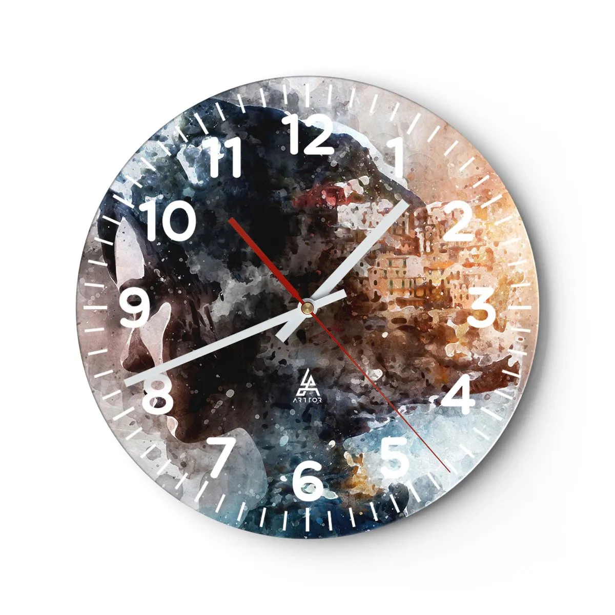 Nástenné hodiny - Príbeh o dievčati s mestom v pozadí - 30x30 cm