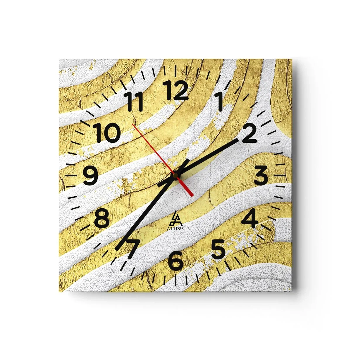 Nástenné hodiny - Kompozícia v bielej a zlatej - 30x30 cm