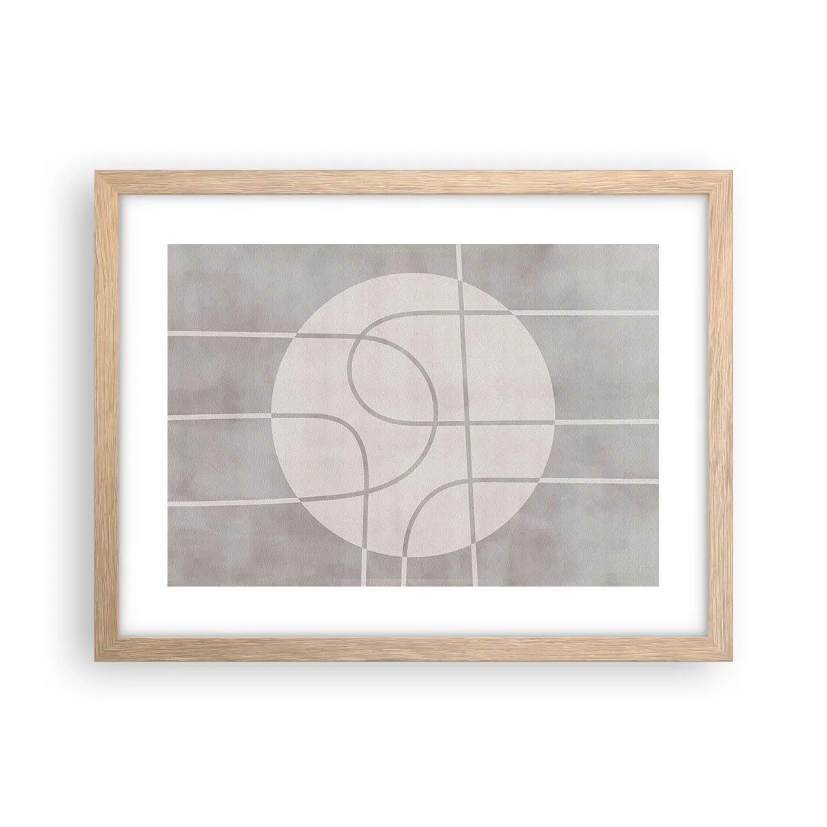 Plagát v ráme zo svetlého duba - Kruhovo a priamo - 40x30 cm