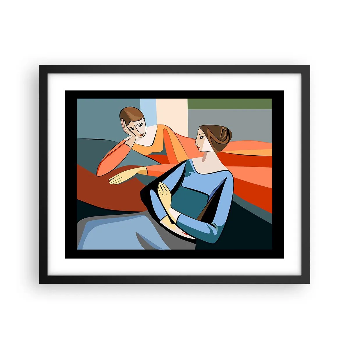 Plagát v čiernom ráme - Dôverná chvíľa - 50x40 cm