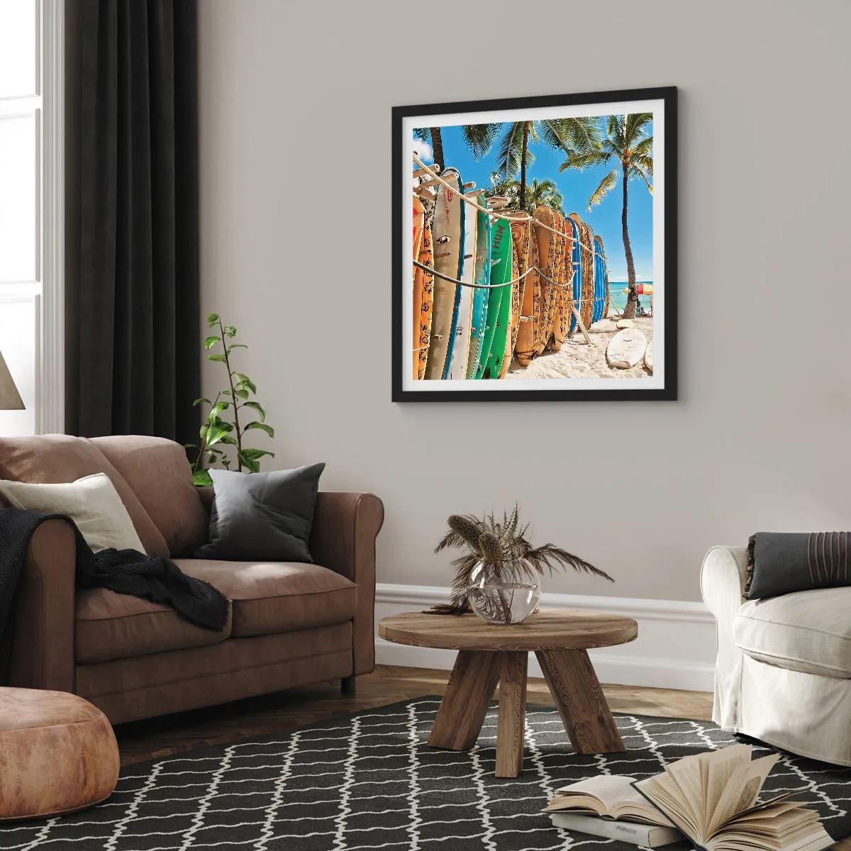 Plagát v čiernom ráme - Slnečná zábava - 60x60 cm