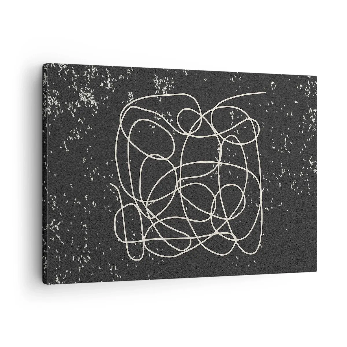 Obraz na plátne - Abstraktná čiara na čiernom pozadí s jemnými detailmi - 70x50cm - Túlanie myslí - Moderná nástenná dekorácia do obývacej izby a spálne ARTTOR