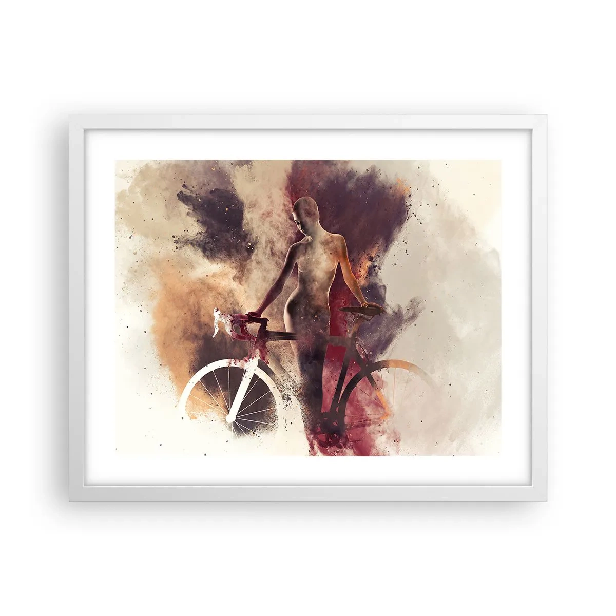 Plagát v bielom ráme - Cyklistická duša v mramorových tvaroch - 50x40 cm