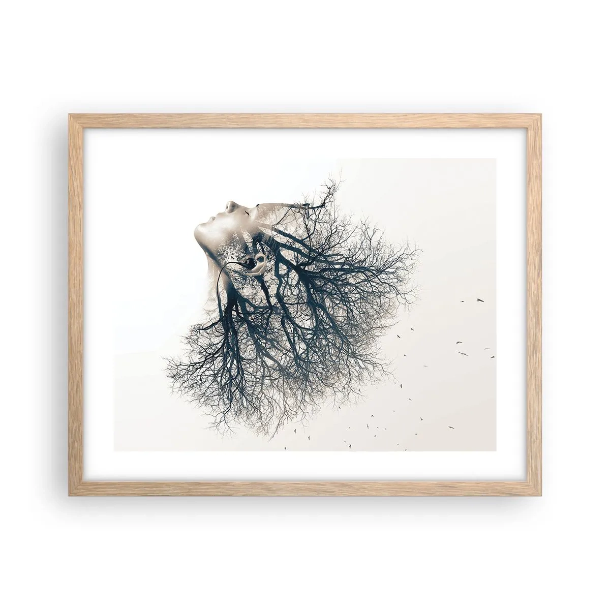 Plagát v ráme zo svetlého duba - Očarená šepotom stromu - 50x40 cm