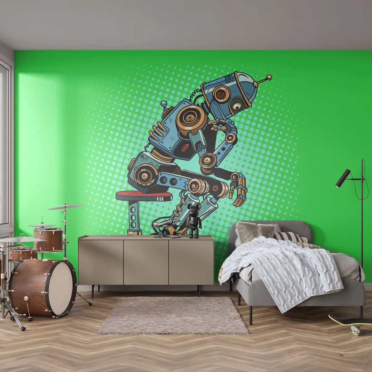 Fototapeta Premium Sand - Nad podstatou bytia - Abstrakcia, Inteligentný robot, Pre deti - 400x280 cm