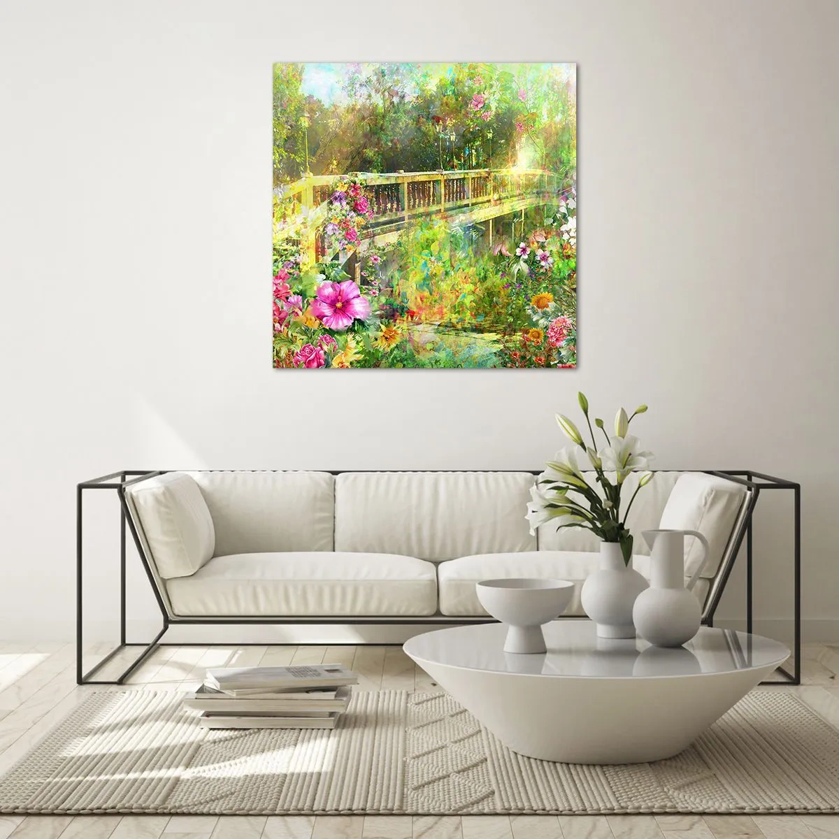 Obraz na skle - Mostík jarného vzdychania - 60x60 cm