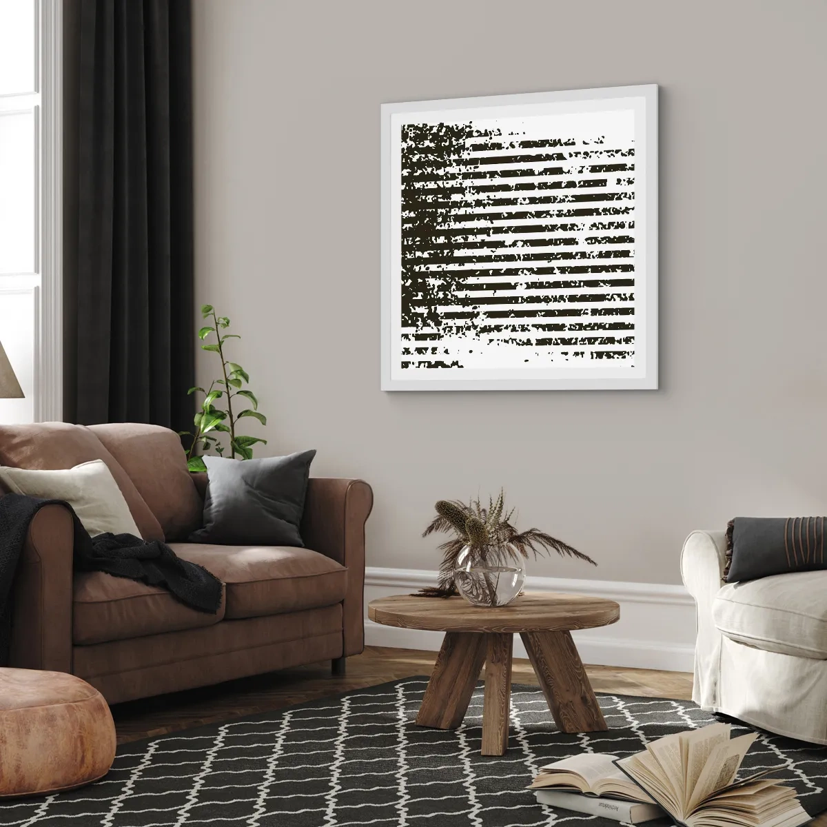 Plagát v bielom ráme - Rytmus a šum - 40x40 cm