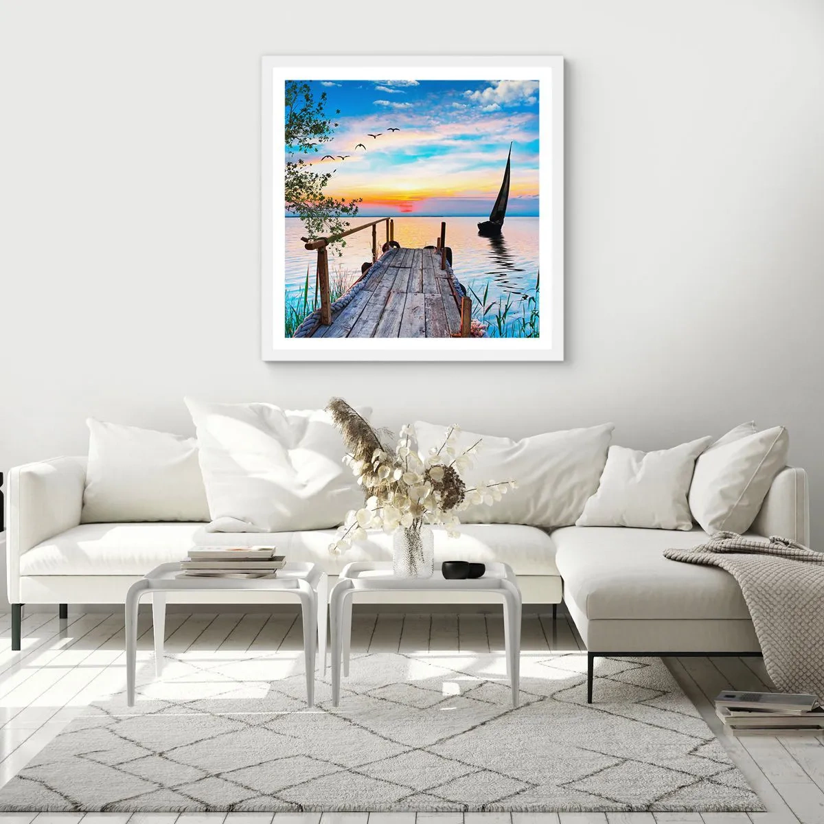 Plagát v bielom ráme - Dobrý večer - 60x60 cm