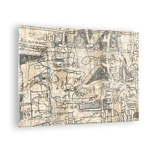 Obraz na skle - Komplexná abstraktná štruktúra s geometrickými a povrchnými vzormi. - 70x50cm - Čaká na rozlúštenie - Moderná nástenná dekorácia do obývacej izby a spálne ARTTOR