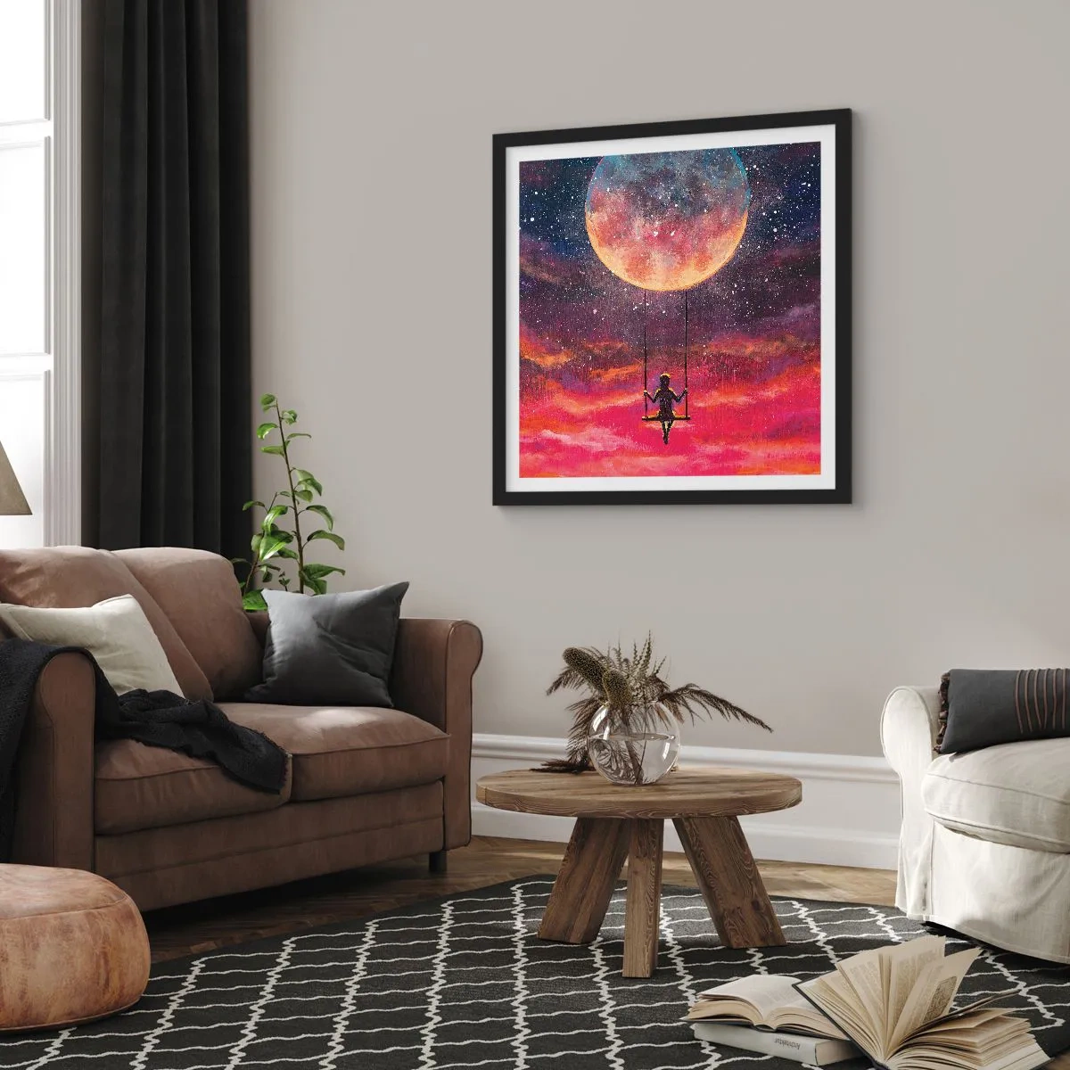 Plagát v čiernom ráme - Stavať si vzdušné zámky - 60x60 cm
