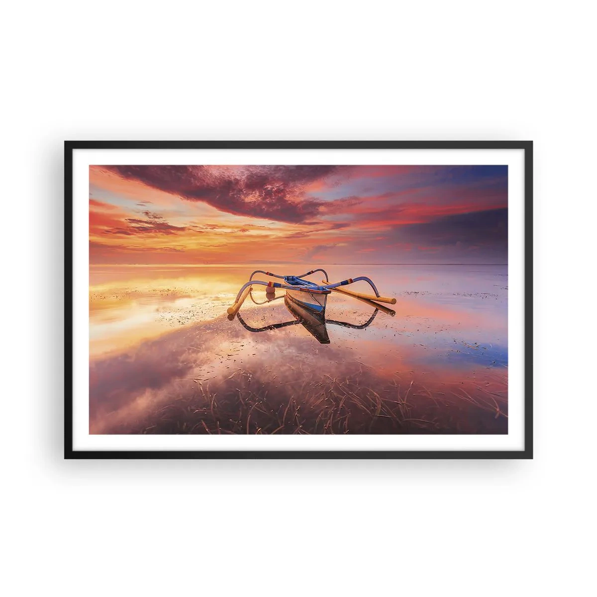 Plagát v čiernom ráme - Pokoj tropického večera - 91x61 cm