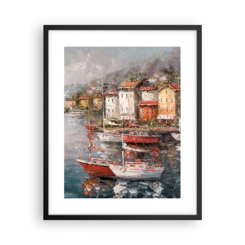 Plagát v čiernom ráme - Romantický prístav - 40x50 cm