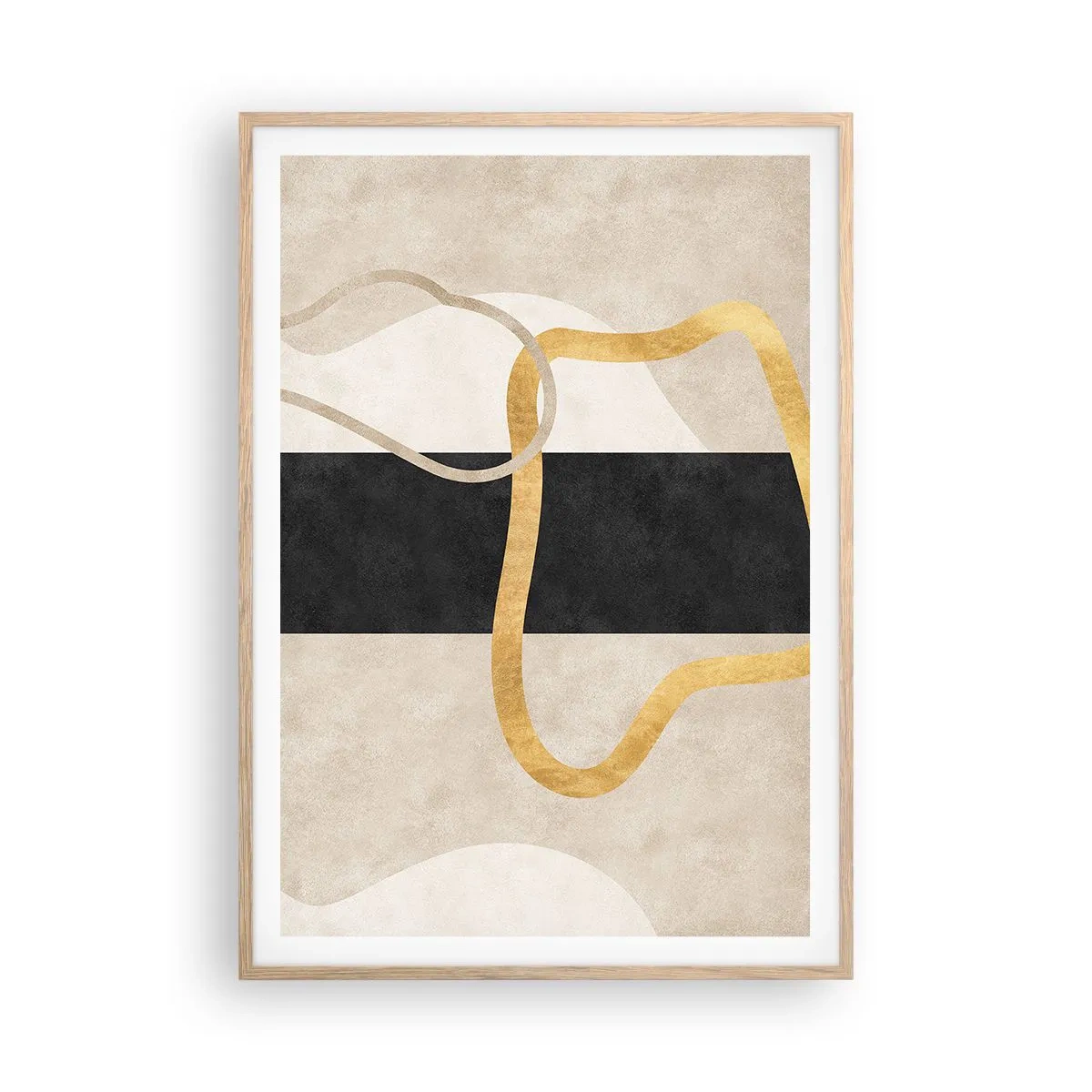 Plagát v ráme zo svetlého duba - Tvary v slučke - 70x100 cm