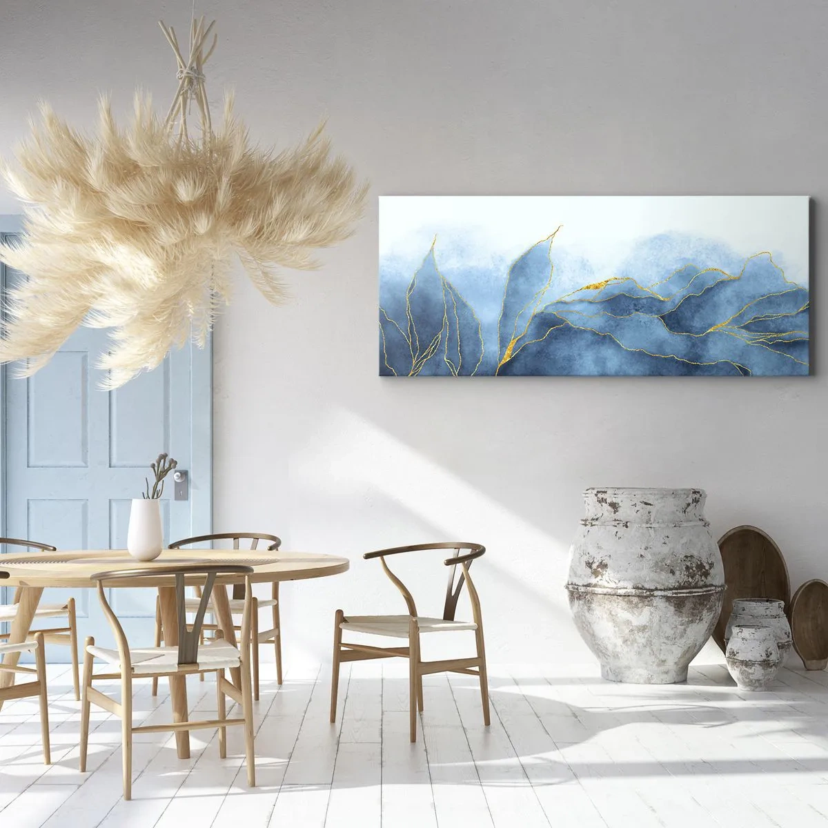 Obraz na plátne - Blankyt v zlate - 140x50 cm