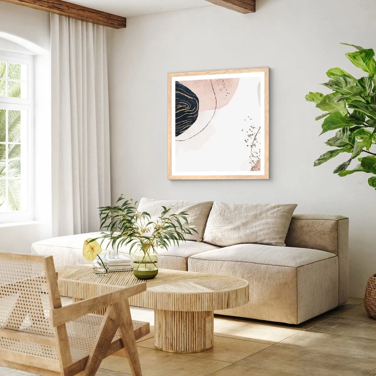 Plagát v ráme zo svetlého duba - Všetko plynie - 40x40 cm