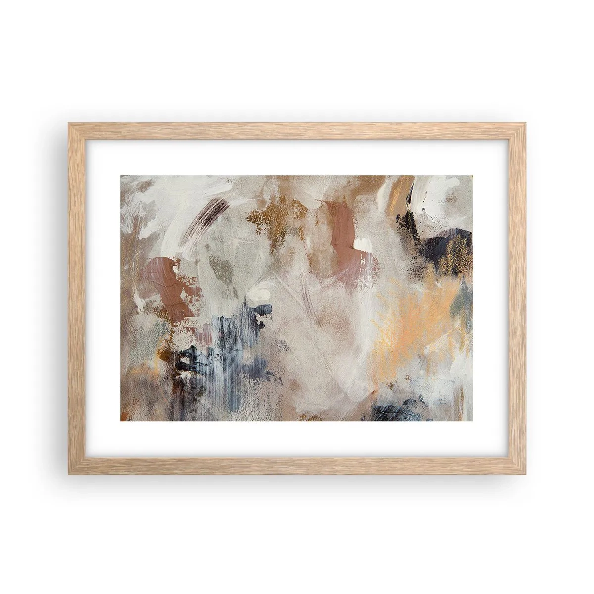 Plagát v ráme zo svetlého duba - Hmlistá abstrakcia - 40x30 cm