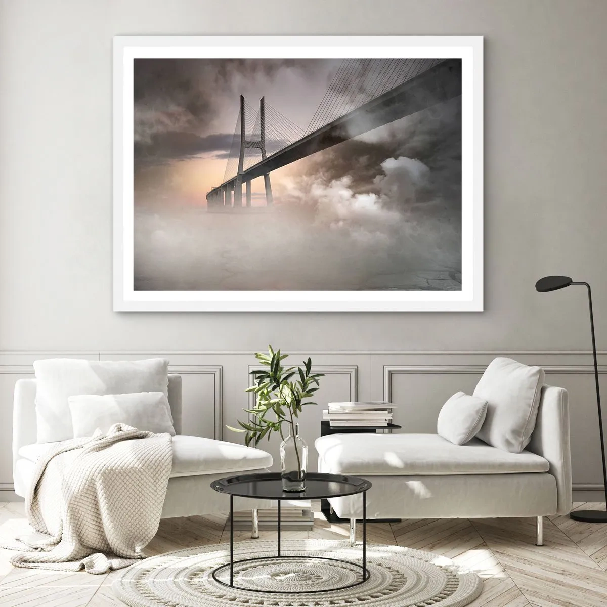 Plagát v bielom ráme - Pri rieke, ktorá nie je - 100x70 cm