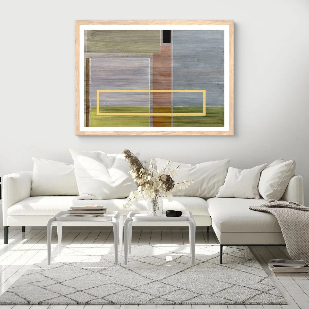 Plagát v ráme zo svetlého duba - Jednoducho a v kľude - 100x70 cm