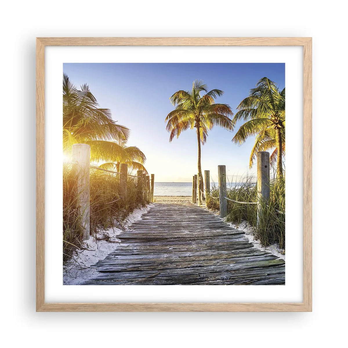Plagát v ráme zo svetlého duba - Priamo do raja - 50x50 cm
