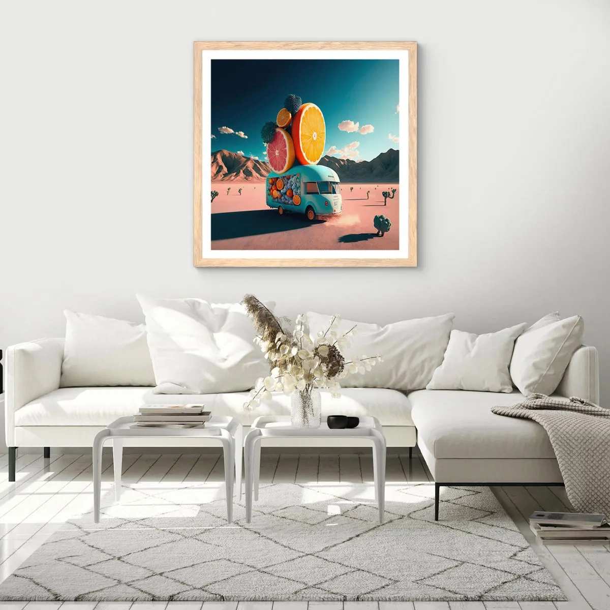 Plagát v ráme zo svetlého duba - Chuť prázdnin - 40x40 cm